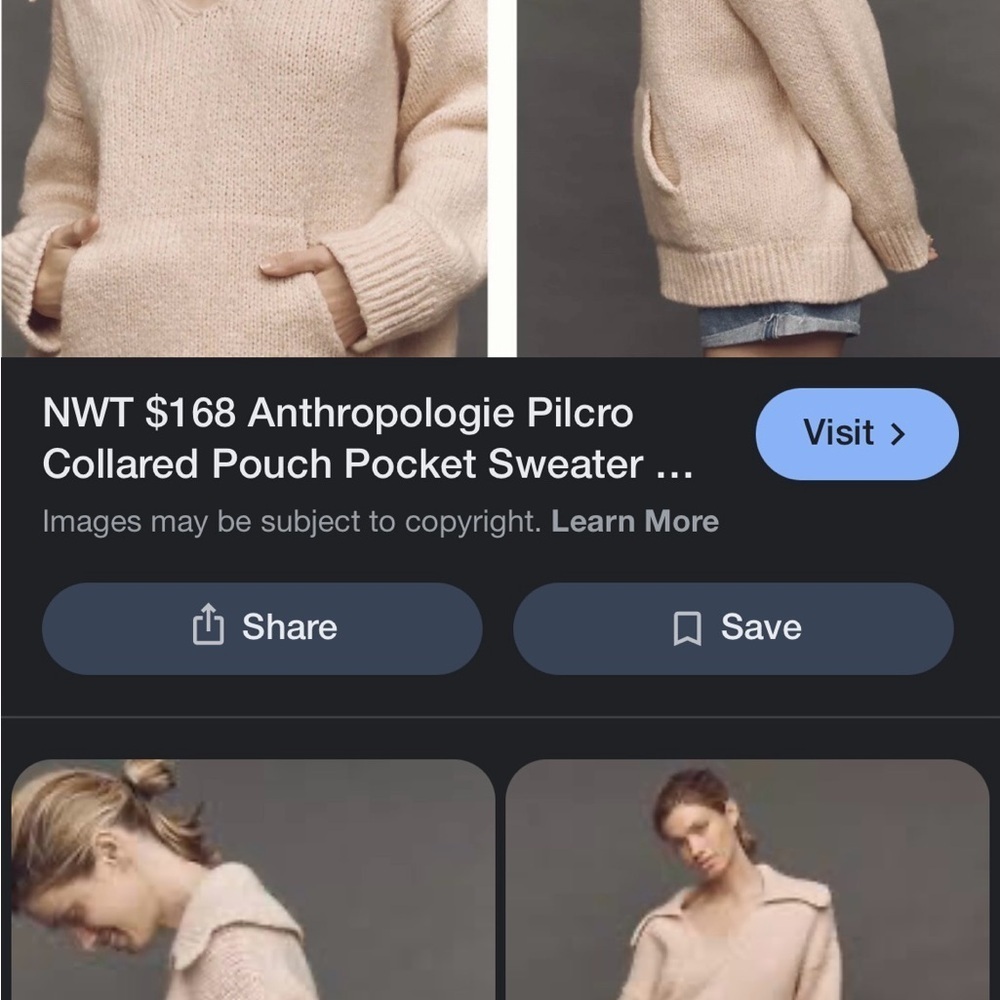 Anthropologie Pilcro collared pouch pocket sweater women’s size small - Picture 5 of 5